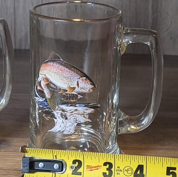 3 VTG Al Agnew Glass Stein Beer Mugs Sportsman Fishing Large Mouth Bass & Trout - Picture 16 of 16